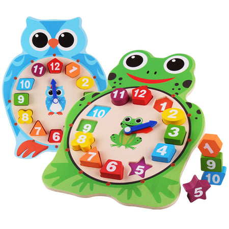 Jam Kayu Comel Dengan Teka-teki Bentuk Geometrik