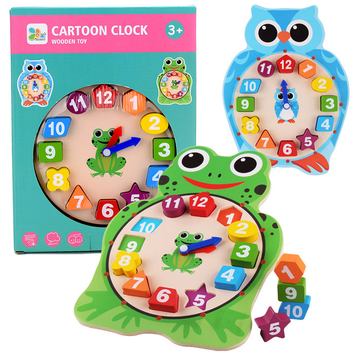 Cute Wooden Clock With Geometric Shape Puzzle