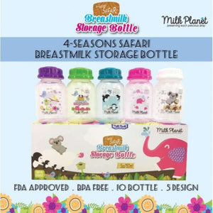 Milk Planet Breastmilk Storage Bottles ( 4 Seasons Safari ) 10 Bottlesx 5 oz